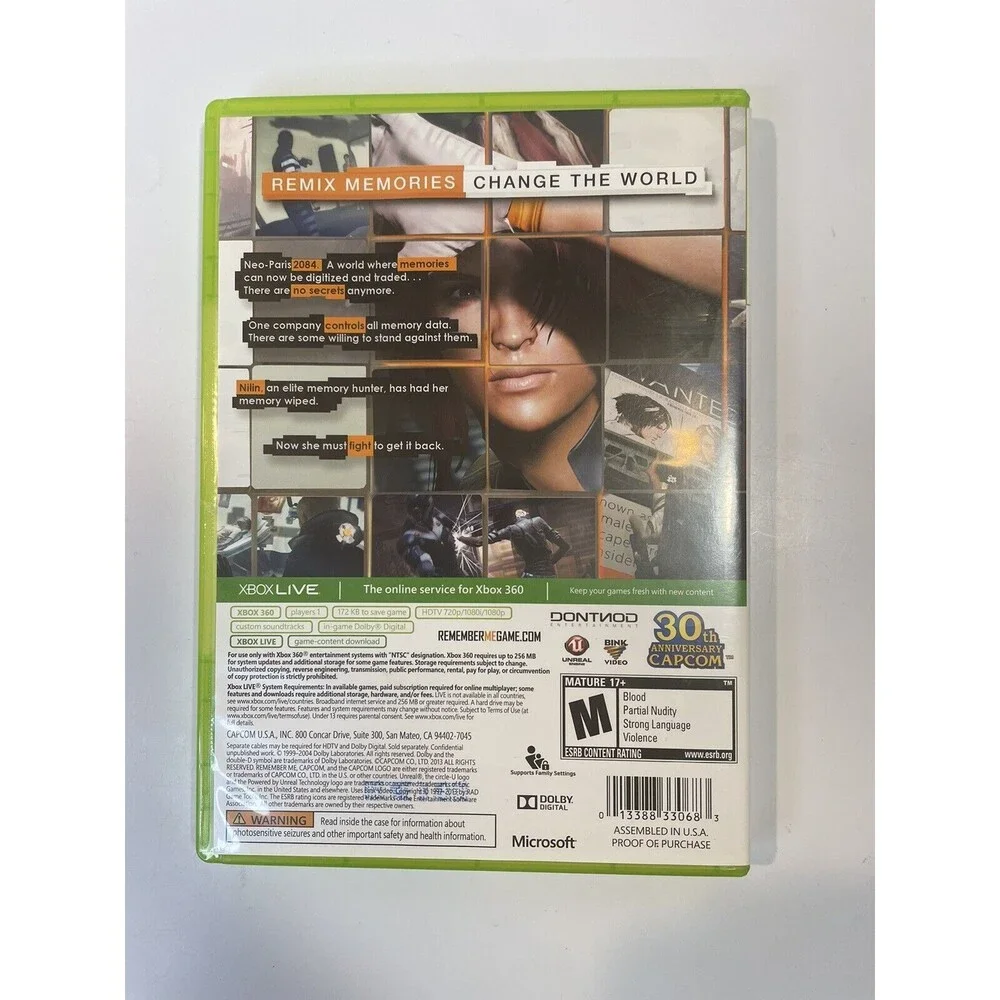 Remember Me (Microsoft Xbox 360, 2013) Tested And Working